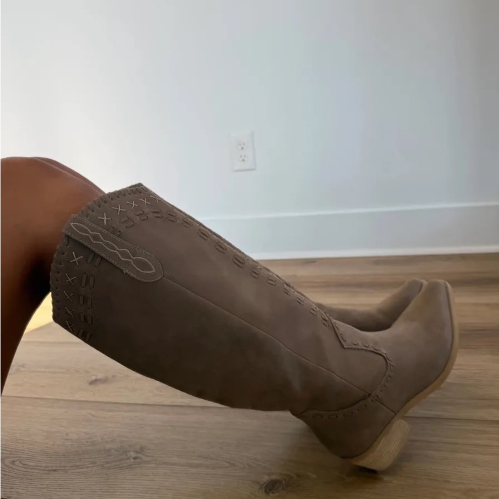REVOLVE Taupe Heeled Boots